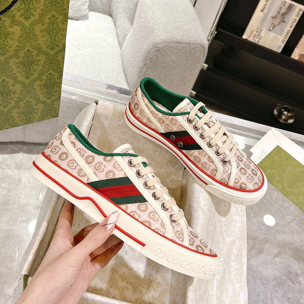 Tennis 1977 Series Women's Beige/Ebony Classic GG Canvas Sneakers 606110 HVK20 9766